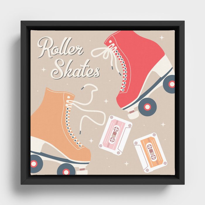 Roller skates illustration 005 Framed Canvas