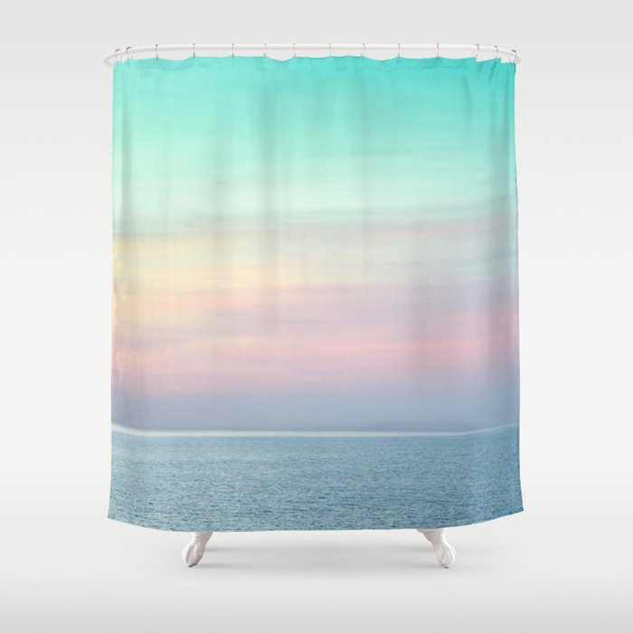 Pastel retro Malibu VII calm ocean & sky Shower Curtain