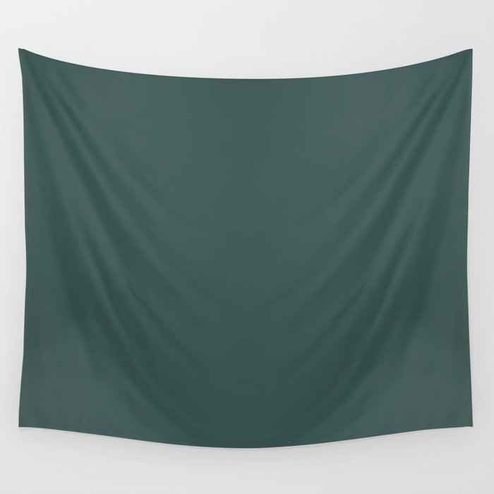 Dark Aqua Gray Solid Color Pantone Bistro Green 19-5408 TCX Shades of Blue-green Hues Wall Tapestry