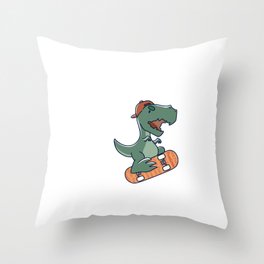 Dinosaur Skateboard boy Throw Pillow