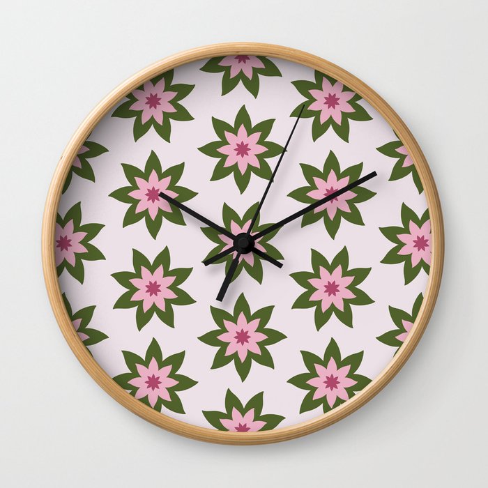 Retro flower pattern. Wall Clock