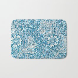  William Morris Blue Marigold Floral Pattern Vintage Victorian Botanical Design Bath Mat