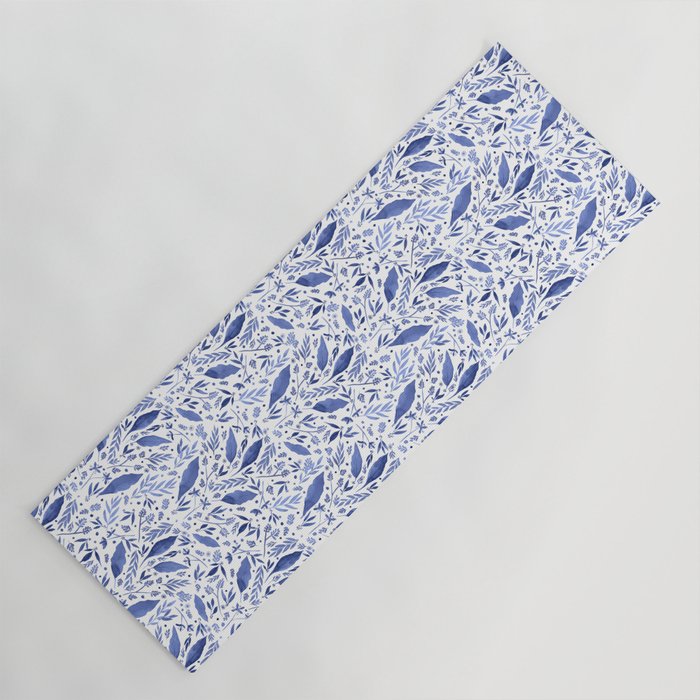 Delft Blue Floral Chinoiserie Foliage_Bloomartgallery Yoga Mat