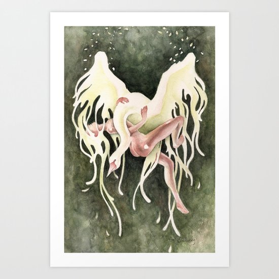 From Swan to Swoon (Leda & Zeus) Art Print