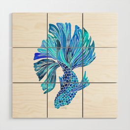 Siamese Fighting Fish – Blue Wood Wall Art