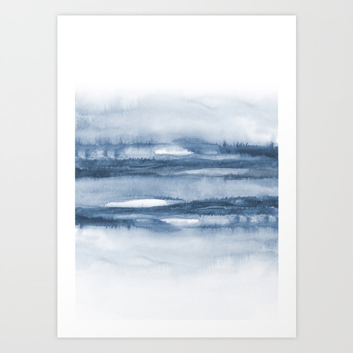 Indigo Clouds, Blue Abstract Art Art Print