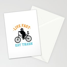 Live Fast Eat Trash Bicycle Racoon Biker Stationery Card