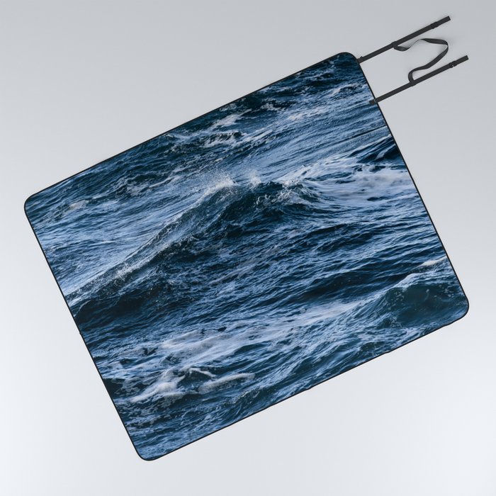 Marbled Waves of Blue Picnic Blanket