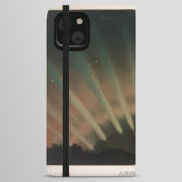 Vintage Aurora Borealis northern lights poster in natural hues iPhone Wallet Case