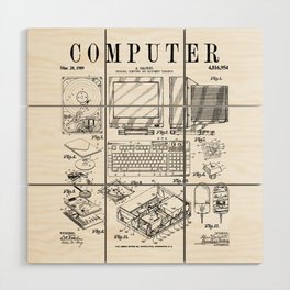 Computer Gamer Geek Vintage IT PC Hardware Patent Print Wood Wall Art