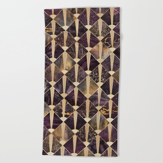 Art Deco Tiles - Plum Beach Towel
