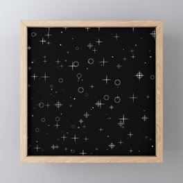 Glitter sparkle circle cute pattern white on black Framed Mini Art Print