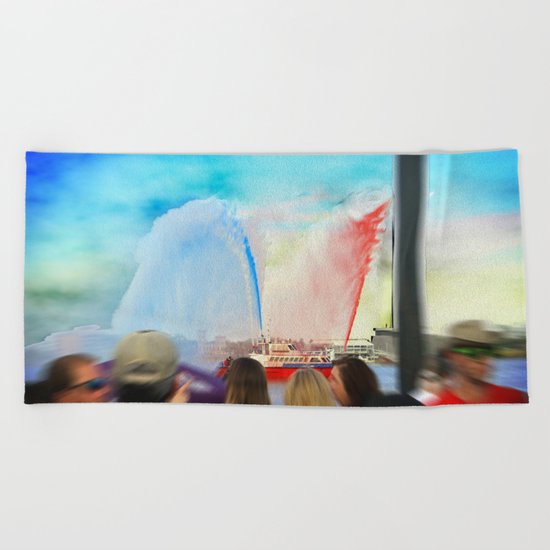 Fire Boat Beach Towel