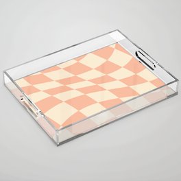 Sweet Peach Hippie Plaid Acrylic Tray