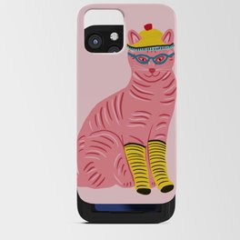 Pink cat with yellow socks  iPhone Card Case