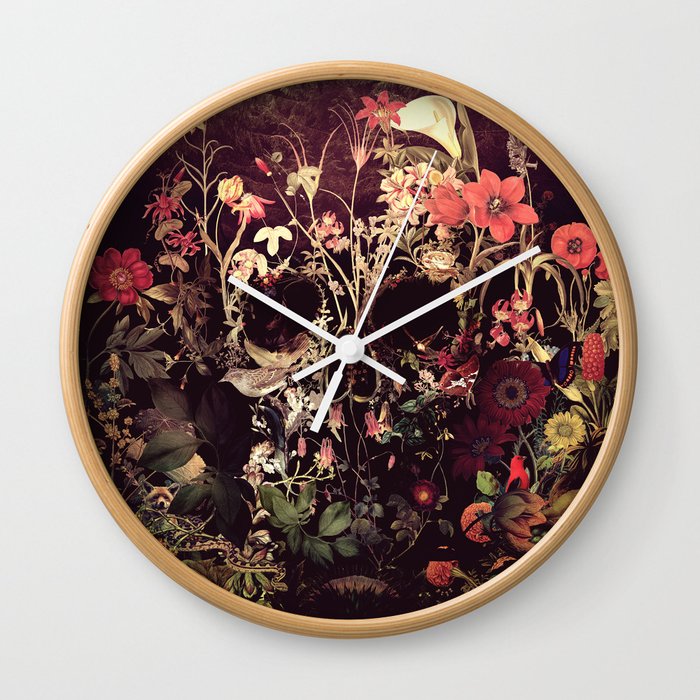 Bloom Skull Wall Clock