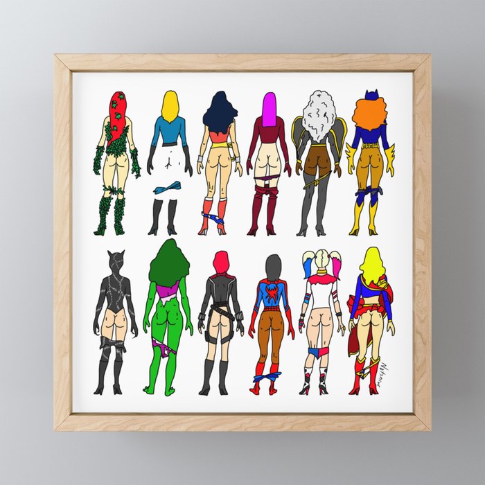 Superhero Butts - Girls Superheroine Butts LV Framed Mini Art Print