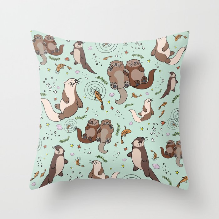 Sea Otters Throw Pillow