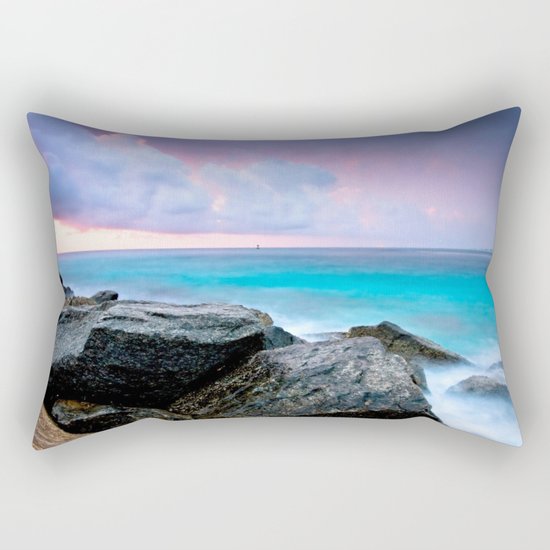 Aqua Water Pastel Pink Sunrise Rectangular Pillow