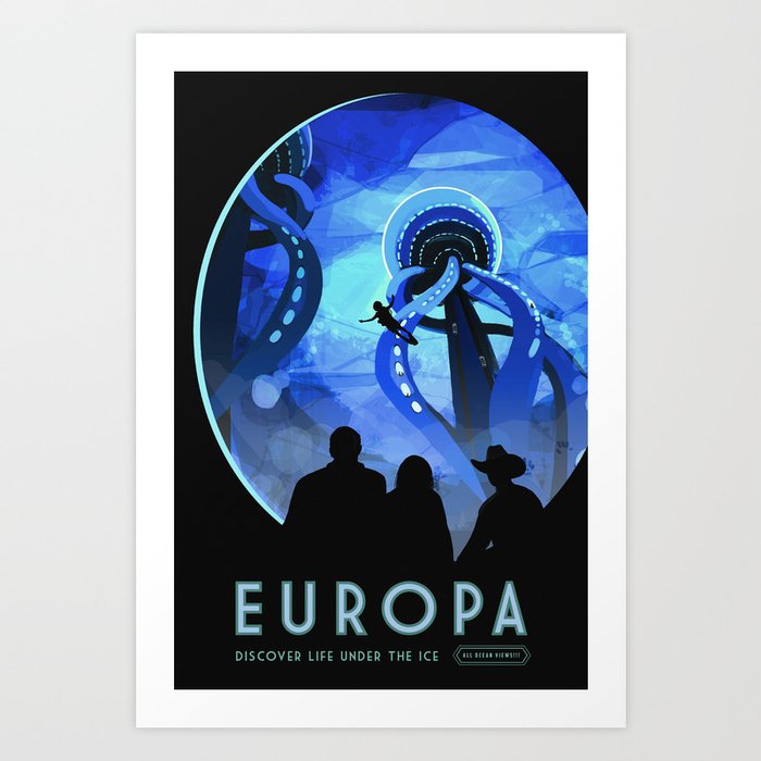 Europa Space Travel Retro Art Art Print