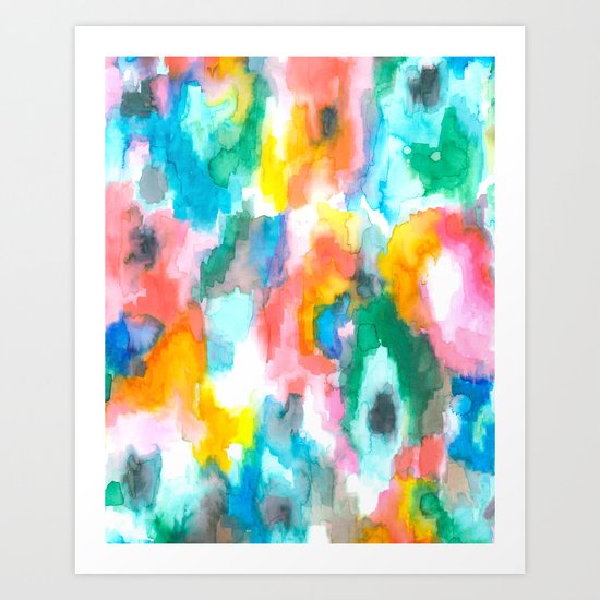 Paradise Watercolor Ikat Art Print