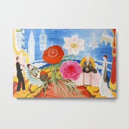 Red Poppies, Calla Lilies, Peonies & NYC Family Portrait by Florine Stettheimer Metal Print | Surrealism, Skyline, Redpoppies, Callalilies, Rhodeisland, Funny, Manhattan, Floral, Greenwichvillage, Sunflowers 