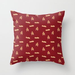 Cute Christmas Ginger Bread Cookie Red Print Decoration Throw Pillow