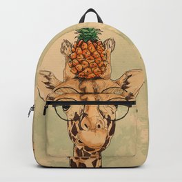 Intelectual Giraffe with a pineapple on head Backpack | Pineapple, Stencil, Illustration, Girafa, Colors, Drawing, Giraffe, Digital, Giraffepineapple, Eyeglasses 