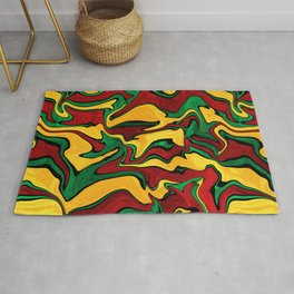 Rasta abstract fluid art, reggae colors liquid marble pattern Area & Throw Rug