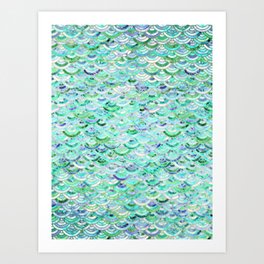 Marble Mosaic in Mint Quartz and Jade Art Print