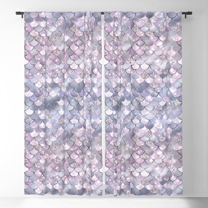 Lilac Mermaid Pattern Metallic Glitter Blackout Curtain