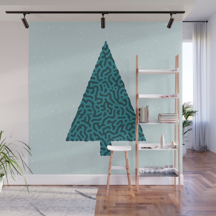 Turing Pattern Christmas Tree (Green) Wall Mural