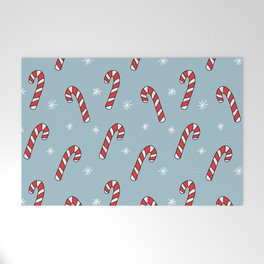 Candy Cane Pattern (light blue) Welcome Mat