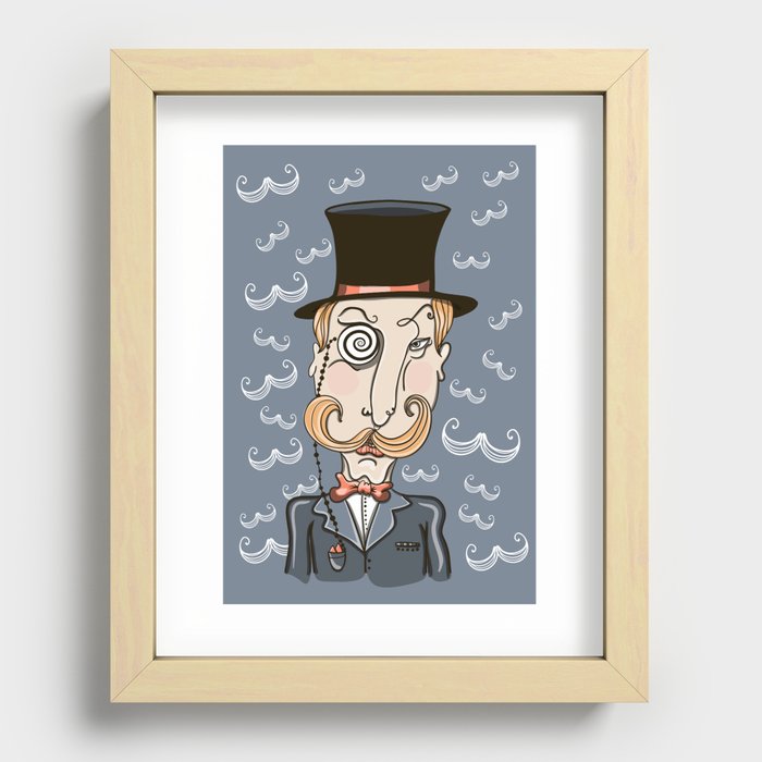 mustachioed man in a pince-nez and the cylinder Recessed Framed Print