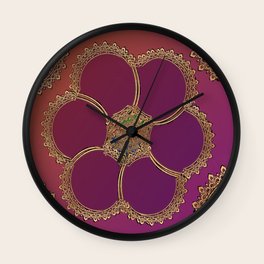 Stylish Jewellery style golden flower pattern design Wall Clock