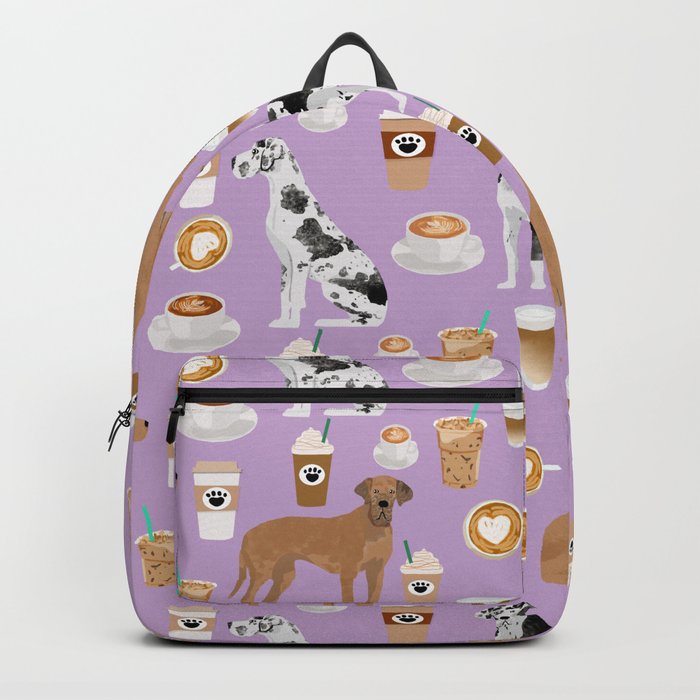 Great Dane coffee cafe dog breed pattern custom pet portrait Backpack