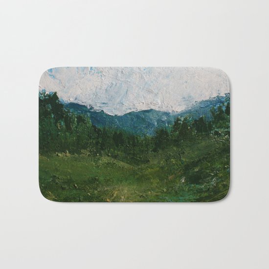 A Forest Under Blue Skies Impasto Painting Bath Mat
