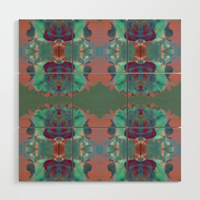 Abstract Mirrored Flower Pattern Wood Wall Art By Elenakulikova