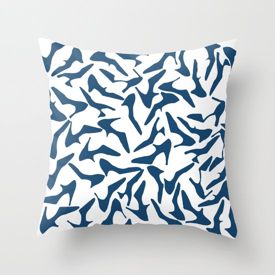 Shoes Navy on White Throw Pillow