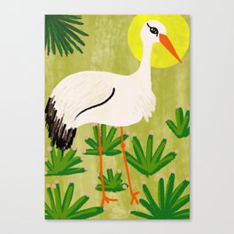 Stork in Green Canvas Print
