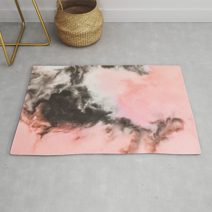 Pink and black marbled paper Rug