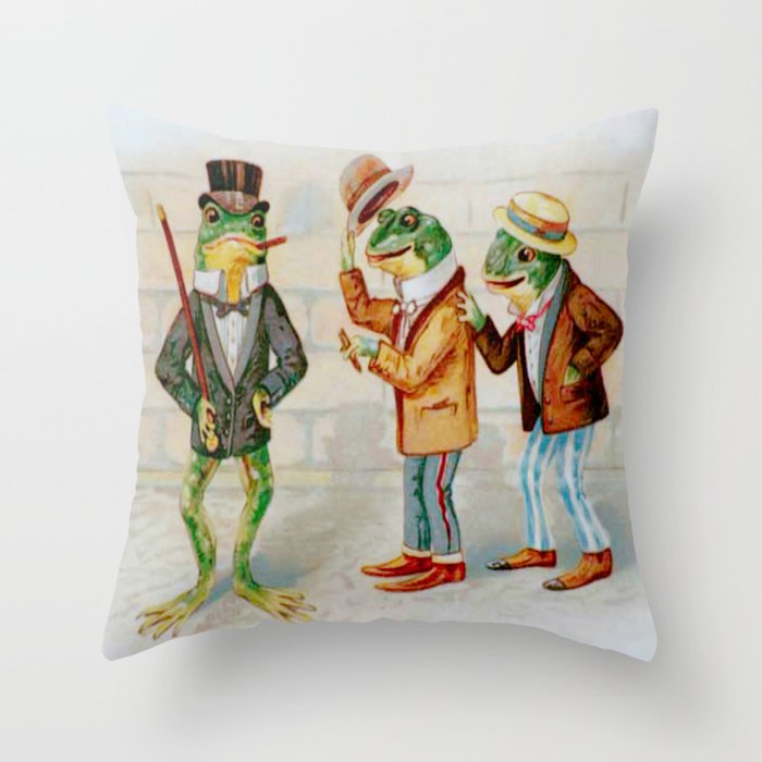 Gentlemen Frogs Throw Pillow
