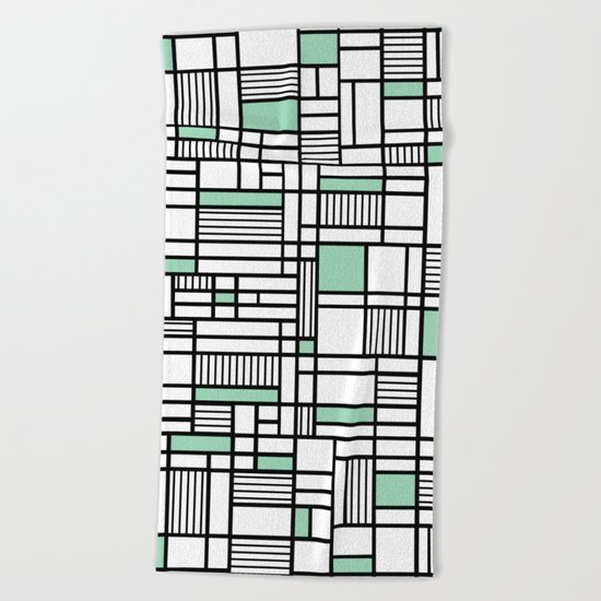 Map Lines Mint Beach Towel