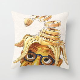 Woody Allen: 7 slices of banana Throw Pillow