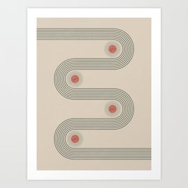 Mid century modern minimalist print with contemporary geometric moon phases Art Print
