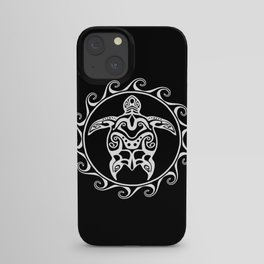 White Tribal Turtle iPhone Case