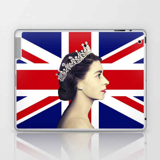 Queen Elizabeth II Profile with British Flag Laptop & iPad Skin