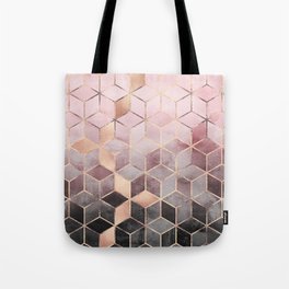 Pink And Grey Gradient Cubes Tote Bag
