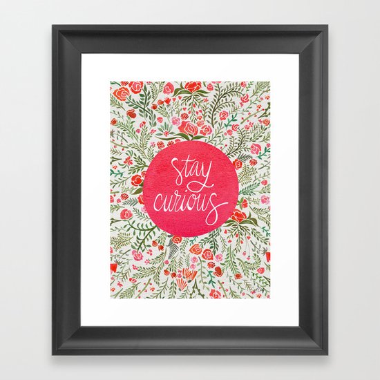 Stay Curious – Pink & Green Framed Art Print
