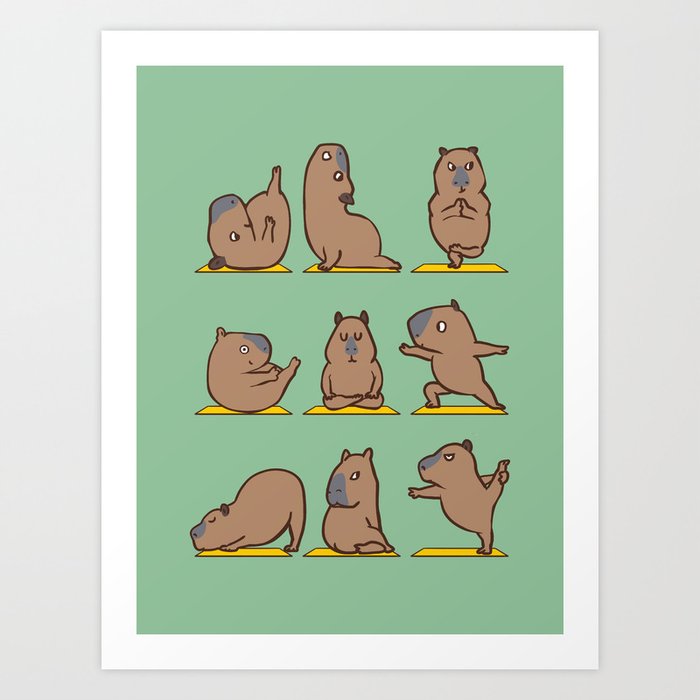 Capybara Yoga Art Print